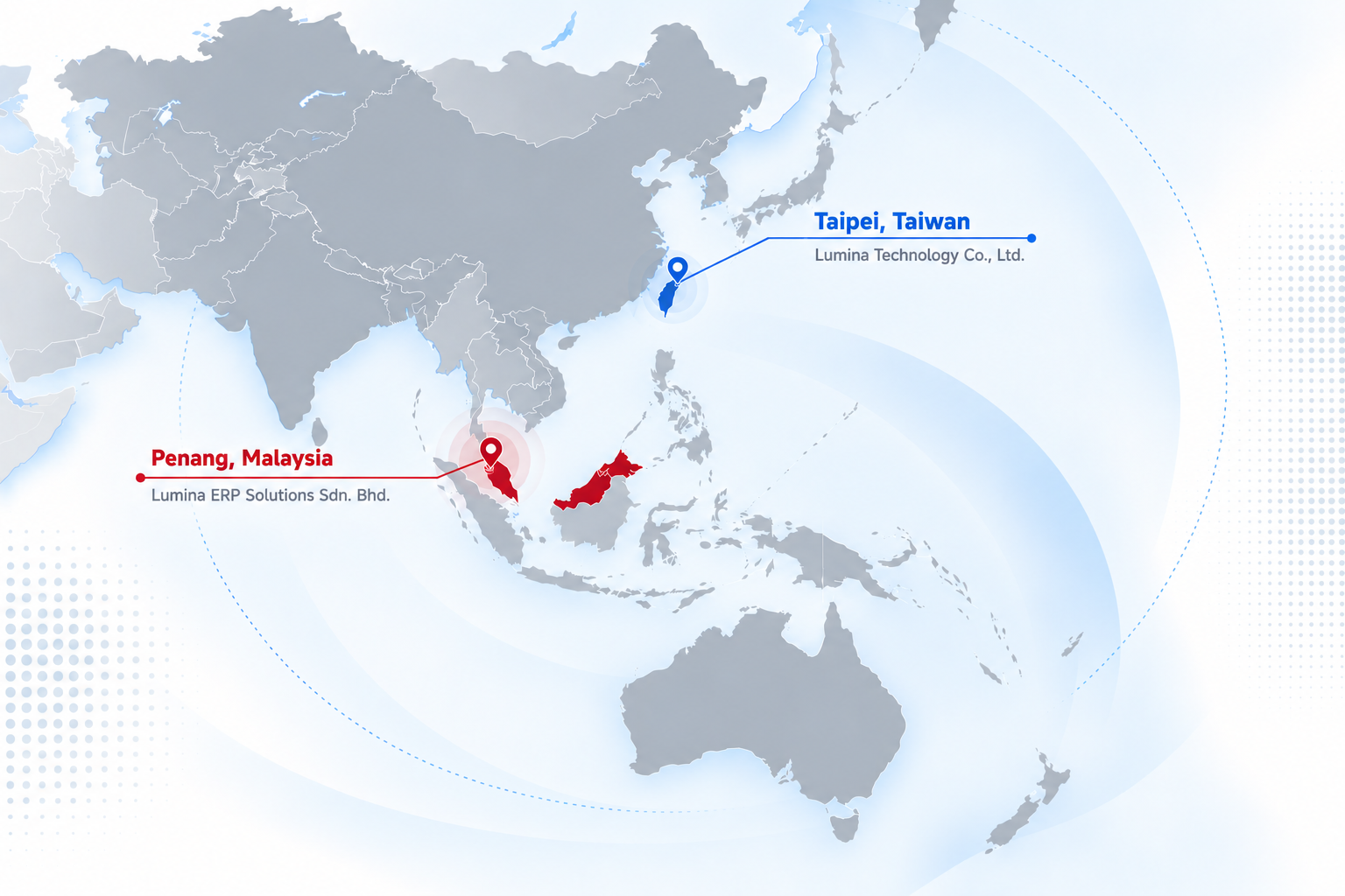 Lumina presence in Taipei, Taiwan and Penang, Malaysia